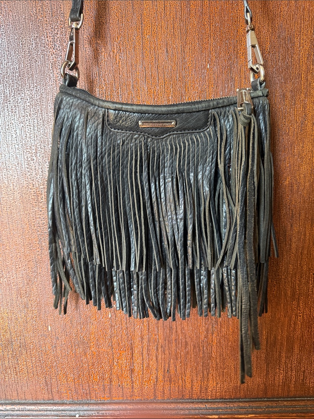 Rebecca Minkoff Black Leather Fringe Crossbody
